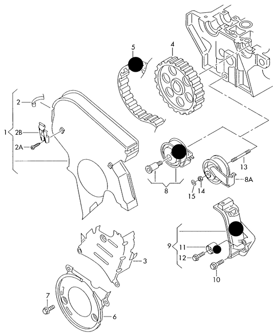 (ITEMS 5,8+9) 111205KP2 Cambelt Kit '3pc' Various VAG engines including AWT/BFB ; 2.0 ALT