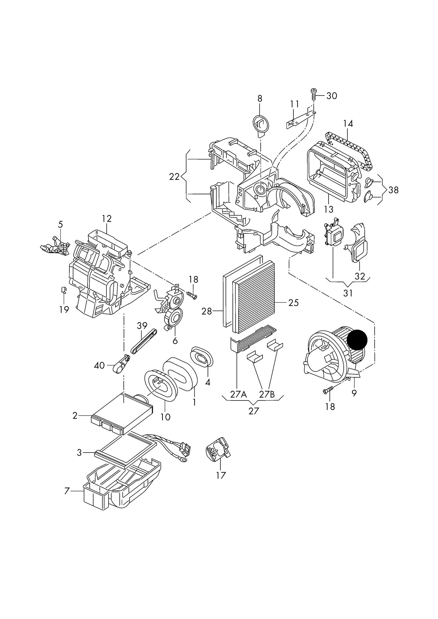 (item 9) 111981 Behr (Mahle) OE Interior Fan Assembly with motor RHD