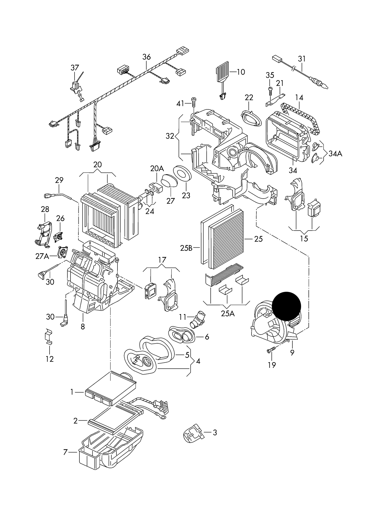 (item 9) 110740 Behr OE (Mahle) Interior Fan Assembly with motor RHD  'Made in Germany'