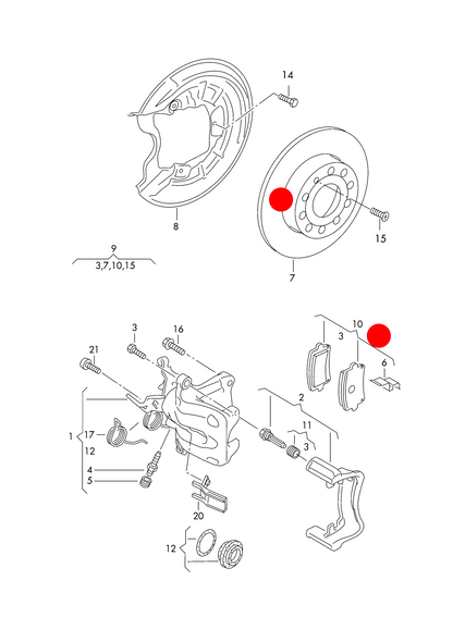 (9) 110080KP1 Set of Rear Discs & Pads 260mm Various VAG >2009