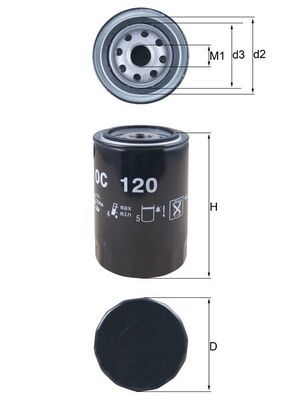 OC120 Mahle Oil Filter DAIHATSU, RENAULT, TOYOTA, GMC