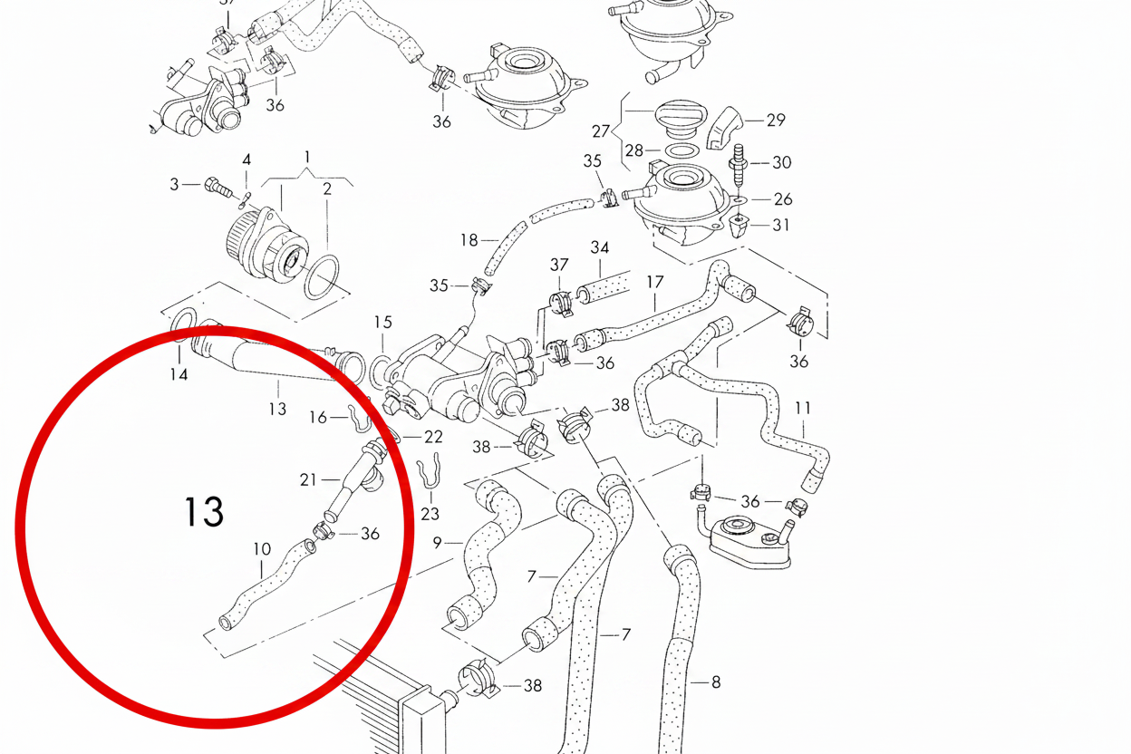 Part 13 Coolant Pipe Highlighted