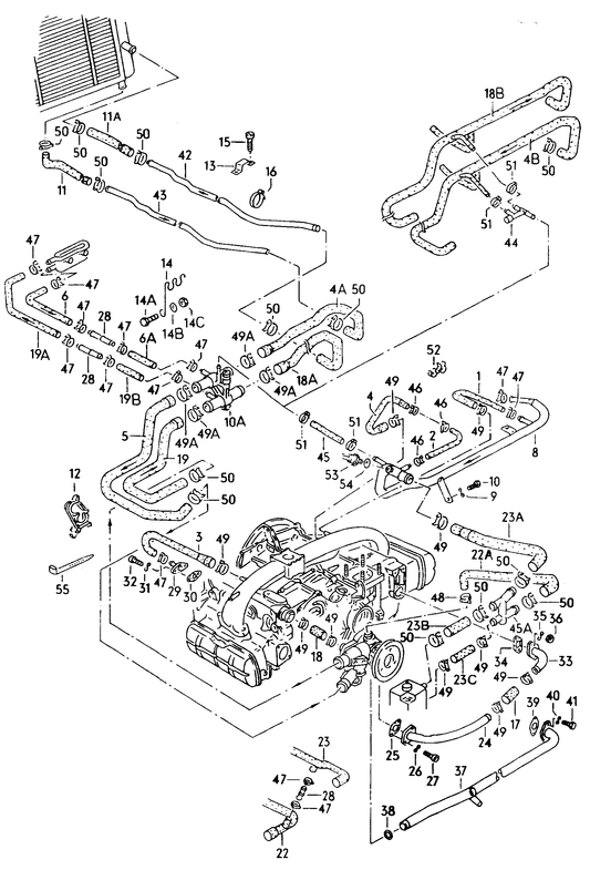 016-015 T25 1.9 coolant hoses and pipes DF,DG,DH,EY, GW