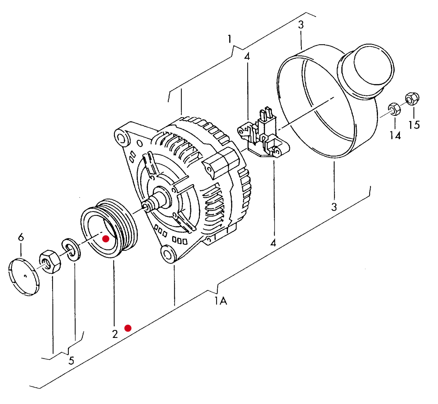 (2) 111877 Alternator Freewheel Pulley Various TDI'S