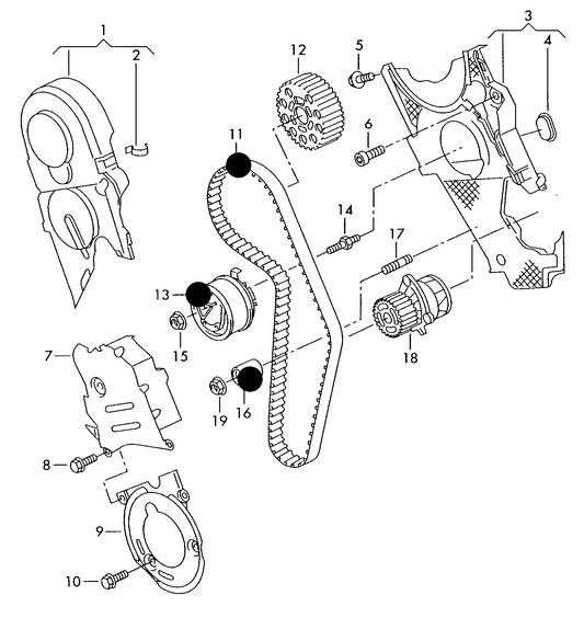 (Items 11,13+16) 111204 CD-Continental Timing belt & tensioner Kit 1.8/1.8T 1997>