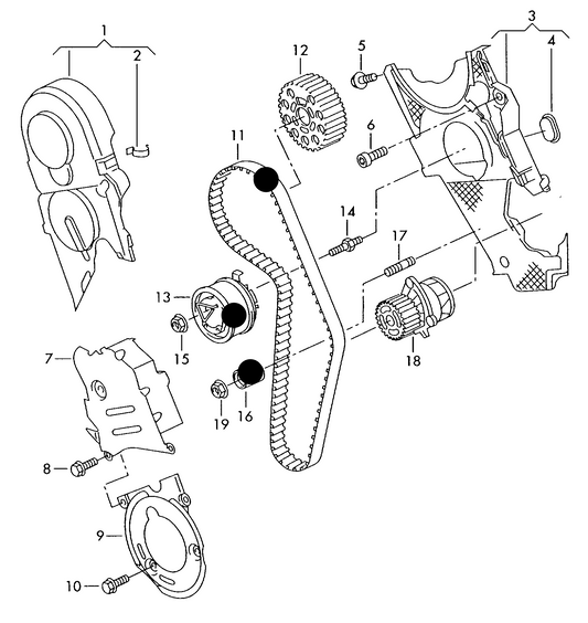 (ITEMS 11,13 &16) 108780 Cambelt Kit '3pc' 1.9SDI/1.9TDI AEY