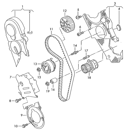 (ITEMS 11+) 111199 Cambelt Kit '3pc' 1.4TDI >>upto AMF 011 494 / 1.9TDI M >> AJM 185 670 only