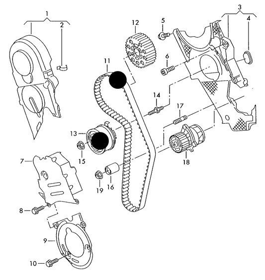 (ITEMS 11+13) 111192 Cambelt Kit 'Timing' 3pc 1.9TDI 'AHH'