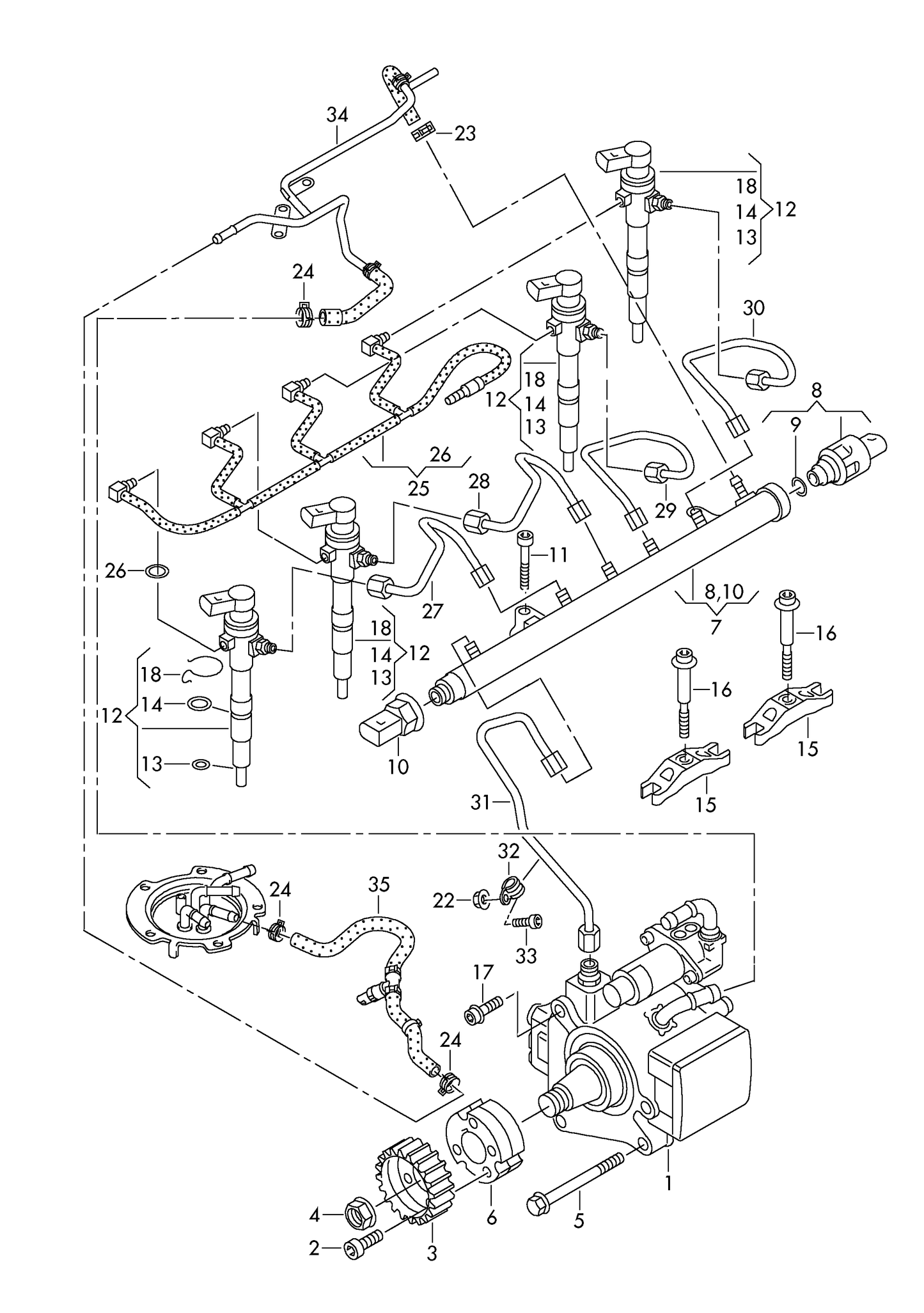 (ITEMS 13+14) 114579B OEM 4pc INJECTOR REPAIR KIT 1.6TDI CR CAYB,CAYC