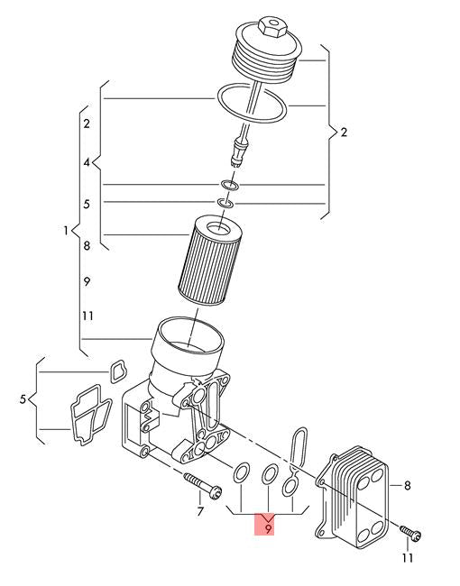 (9) 116557 Gasket Set for oil cooler
