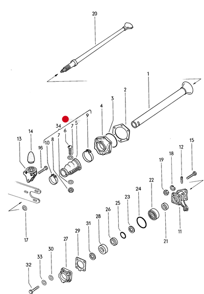 (34) 5-40160 Split Axle Boot Kit for Swing Axle Suspension: T1 Beetle (1950-1979), T2 Split Bus (1950-1967)