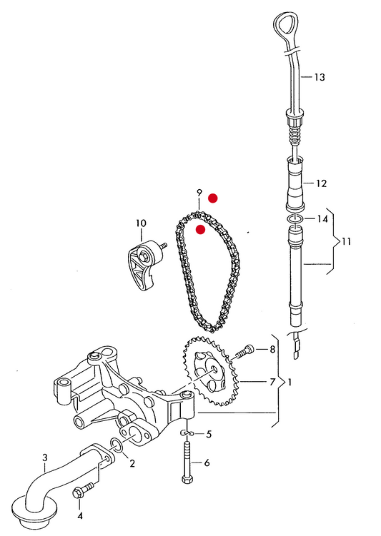 (ITEM 9) 109609 OE Timing Chain 4-cylinder+ AWH,AYD,APH, AWV,AWU,AEG, AQY,AZG,AVH, AVC;