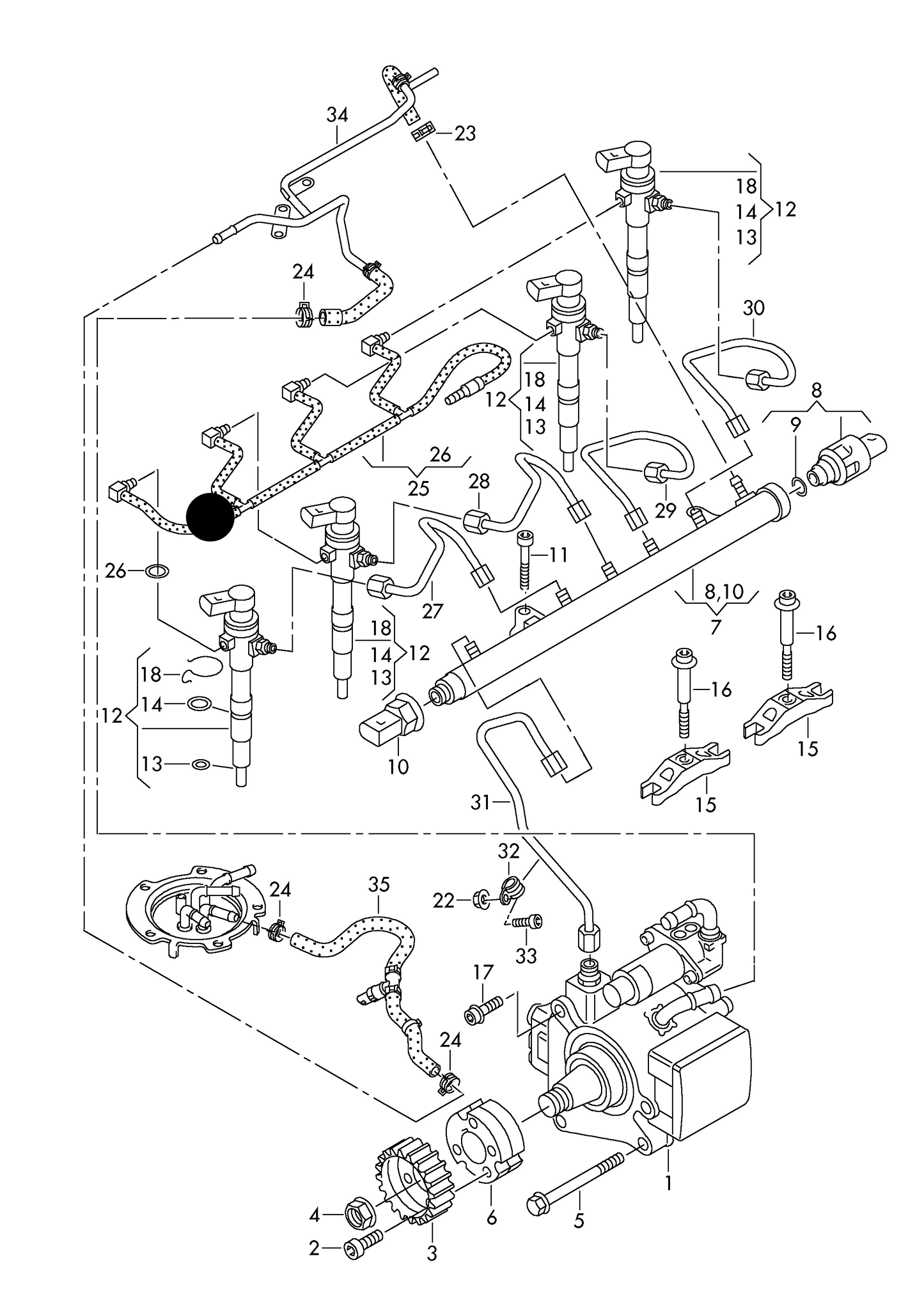 (25) 116528 Diesel Fuel leak off return pipe 1.6TDI CAYB,CAYC 'Common Rail'