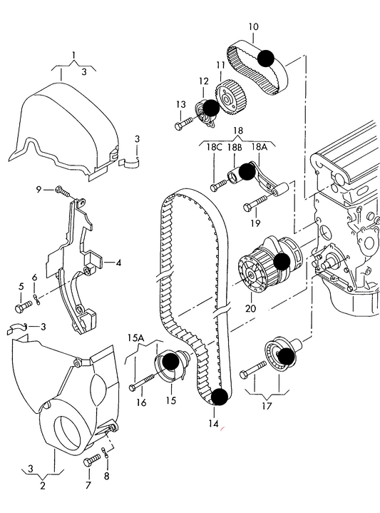 (ITEMS 10,12,14,15,18+20) 111196KP1 SKF Timing belt kit & water pump 1.4 16v/1.6 16v