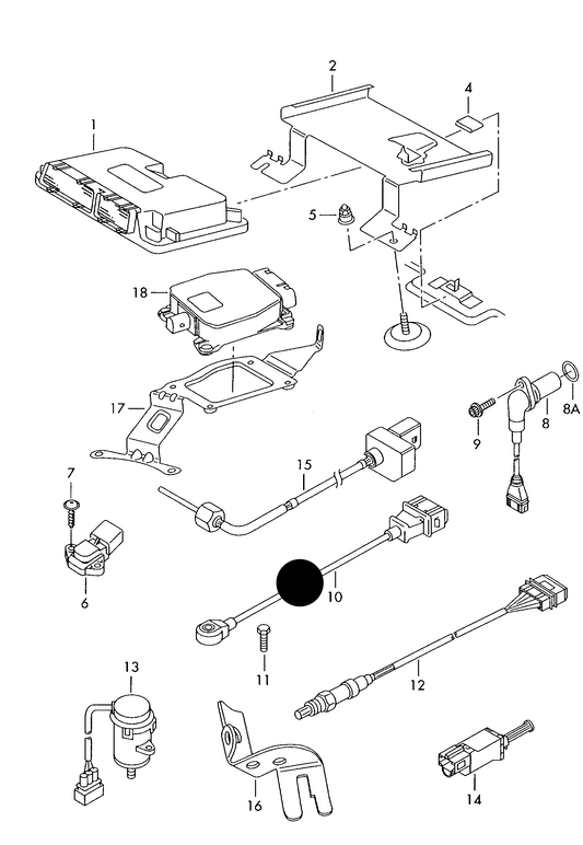 (item 10) 112099 METZGER knock sensor with wiring harness BDE 270mm