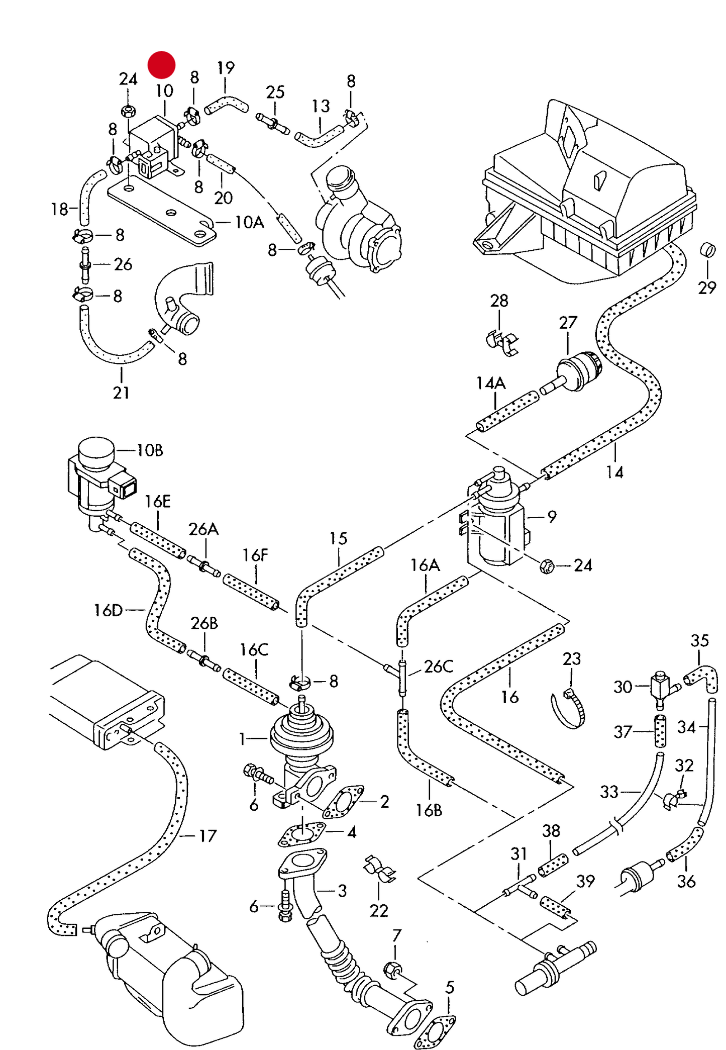 (item 10) 9342 GENUINE N75 Change over valve T4 96>03/LT 97>04 2.5tdi