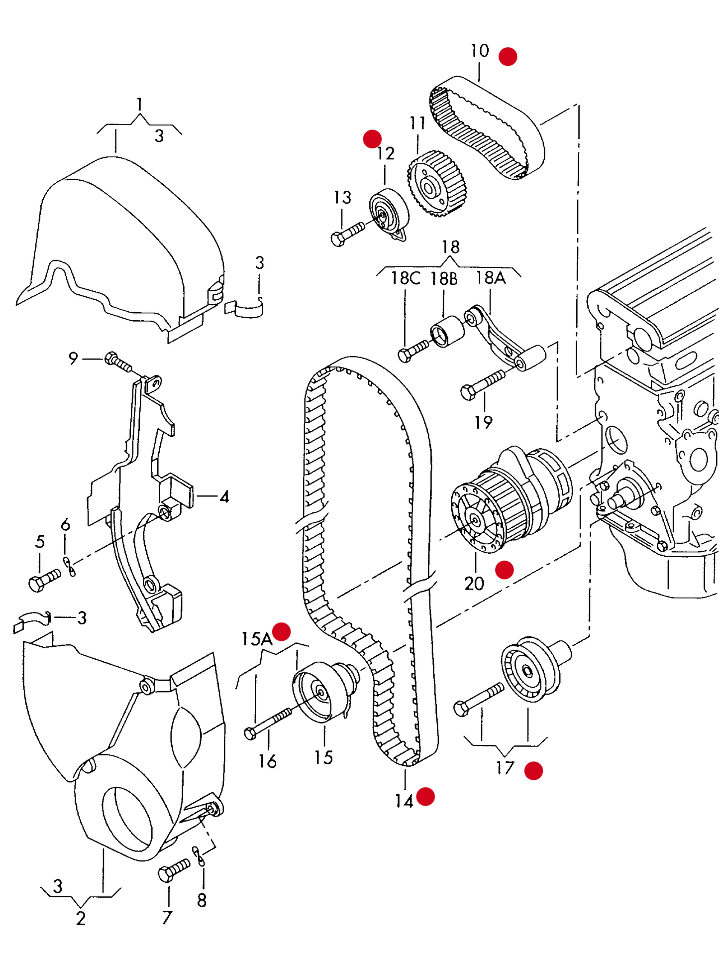 (14+) 111195KP1 DOLZ Timing belt kit & Water pump 1.4/1.6 16v