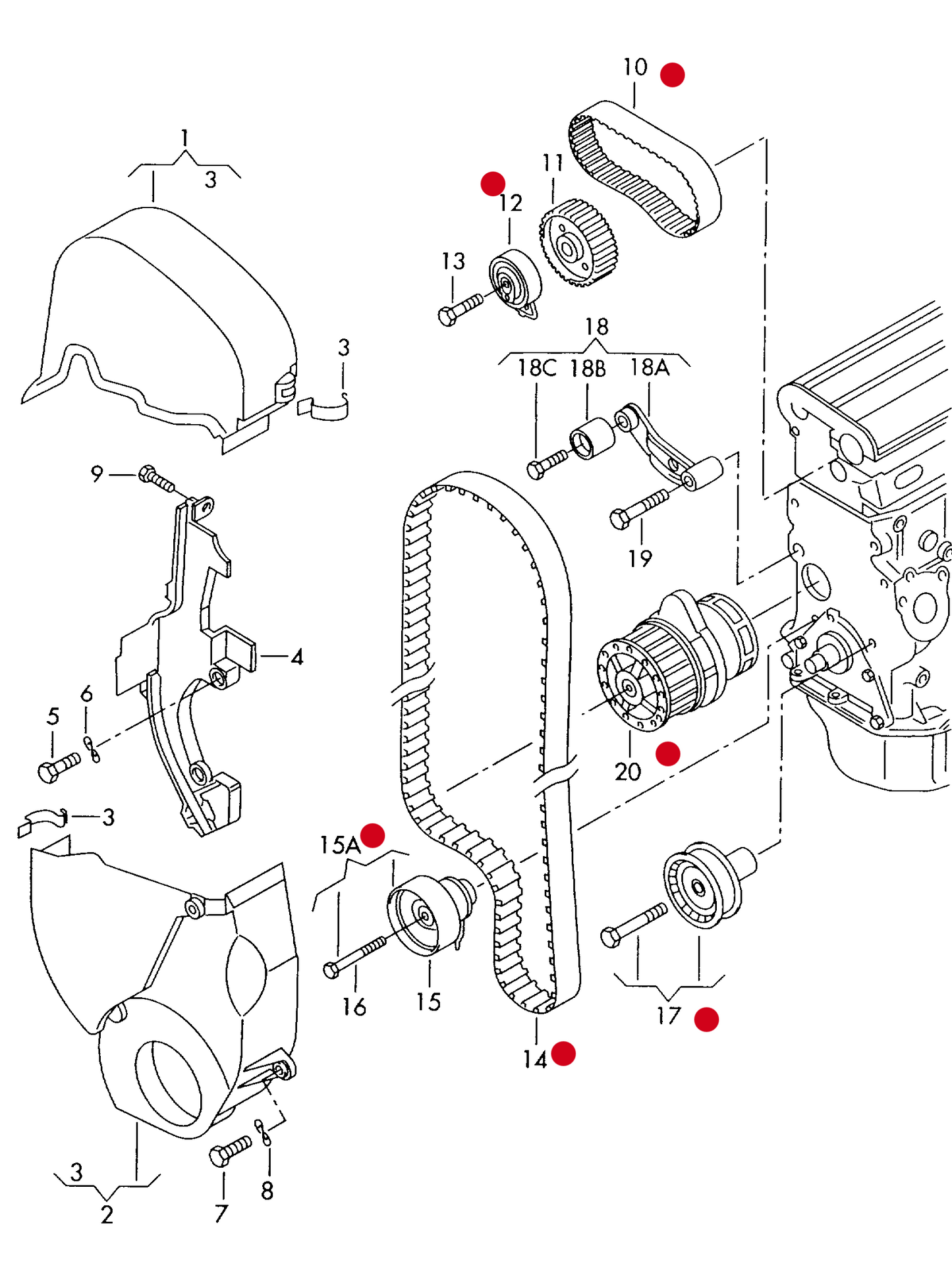 (ITEMS 14+) 111195KP1 Timing belt kit & Water pump 1.4/1.6 16v