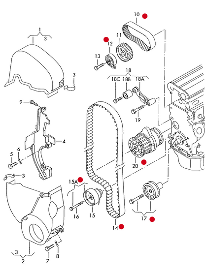 (ITEMS 14+) 111195KP1 Timing belt kit & Water pump 1.4/1.6 16v