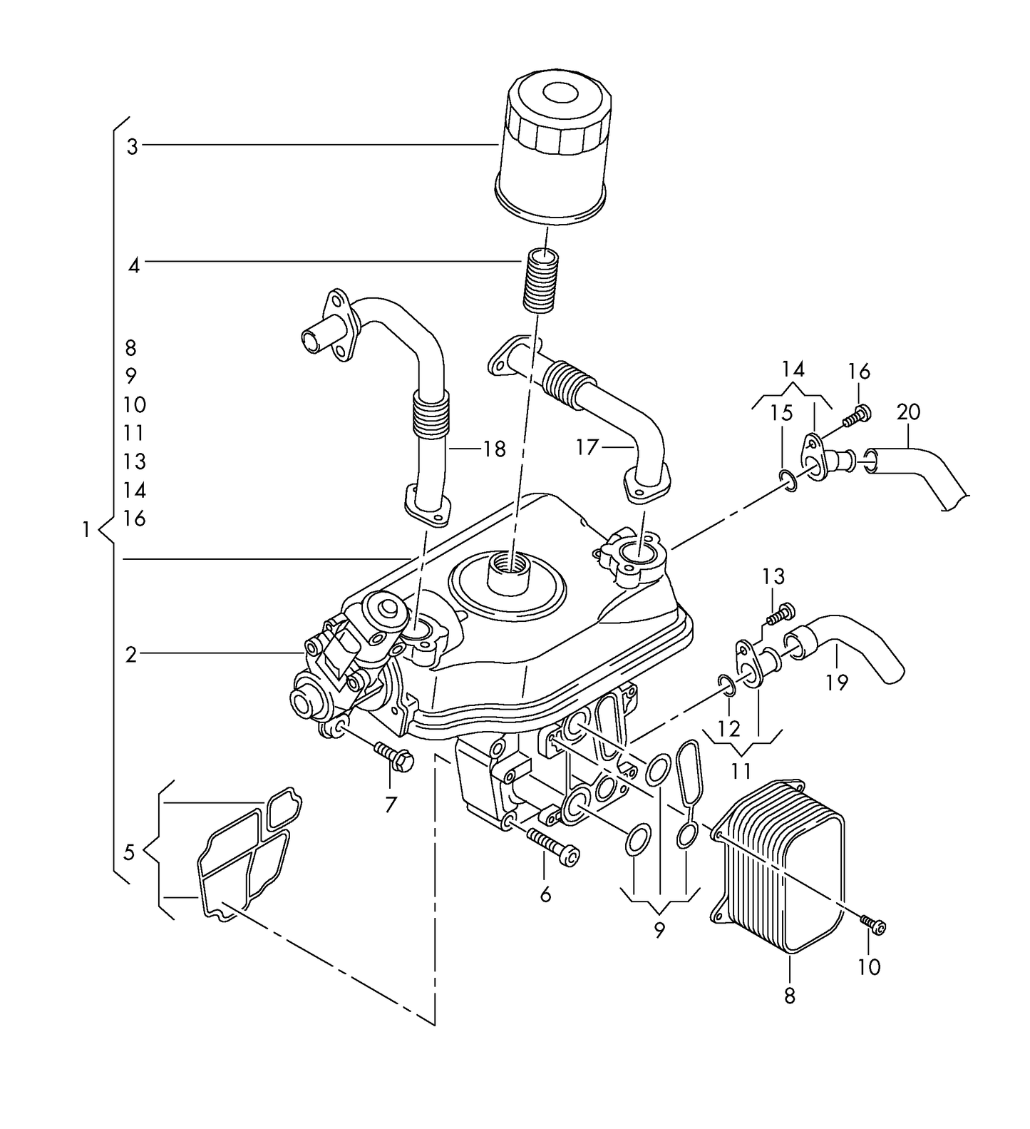 (1) 149847 PIERBURG EGR Module with oil filter and oil cooler