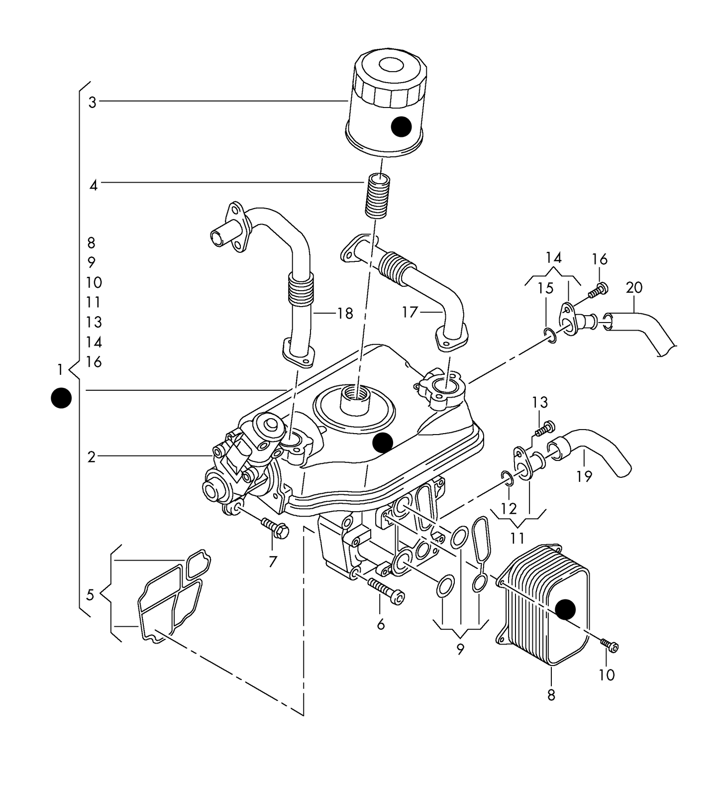 (1) 149847 PIERBURG EGR Module with oil filter and oil cooler