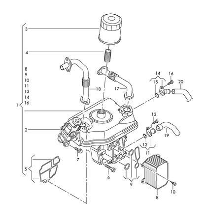 (1) 149847 PIERBURG EGR Module with oil filter and oil cooler