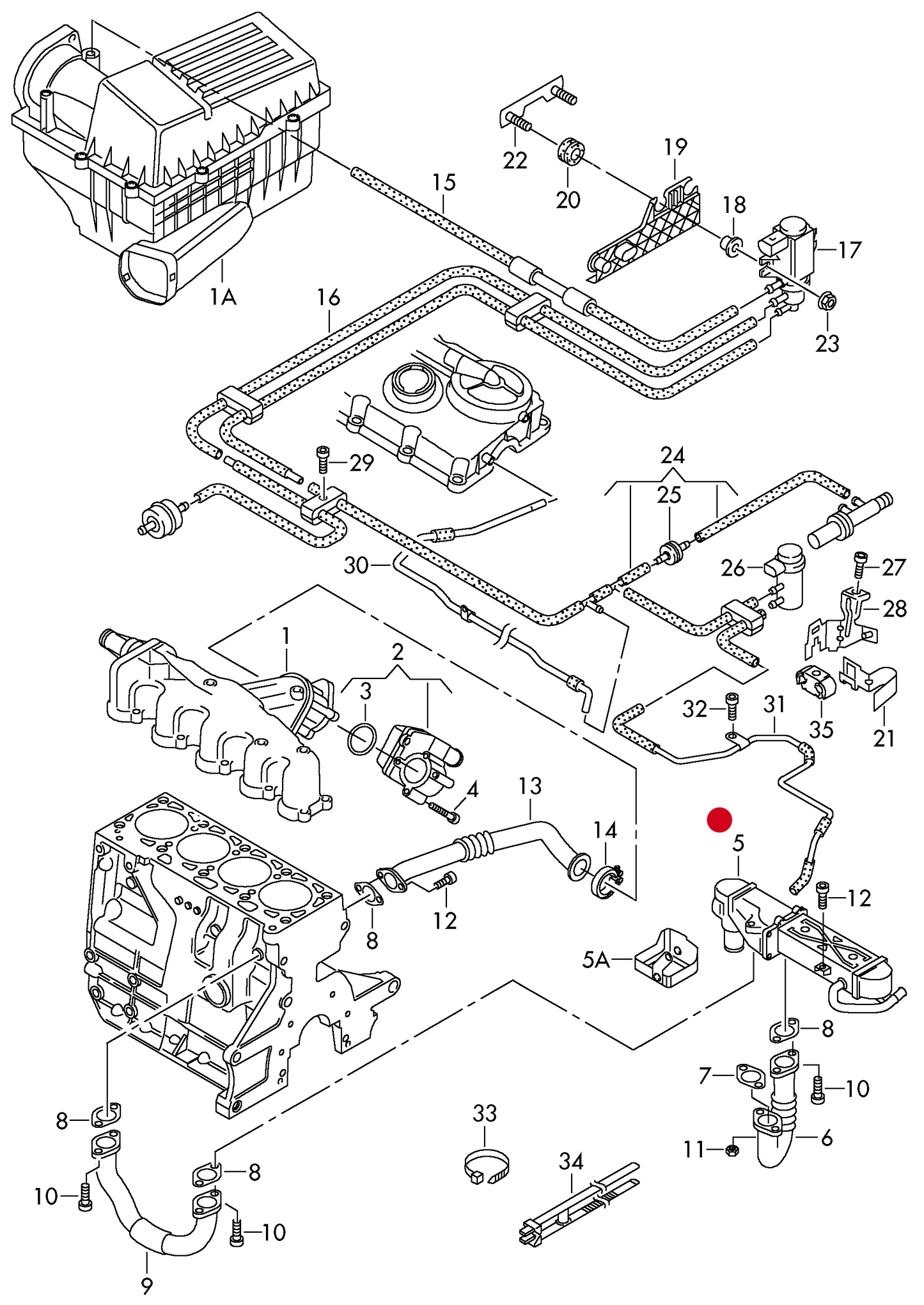 (5) 117222 OE EGR Module - Electric - 5-pin connector - with gaskets/seals (EGR cooler - with EGR valve)