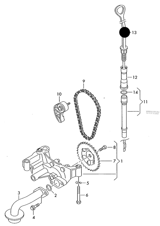 (item 13) 114919 METZGER oil level dipstick