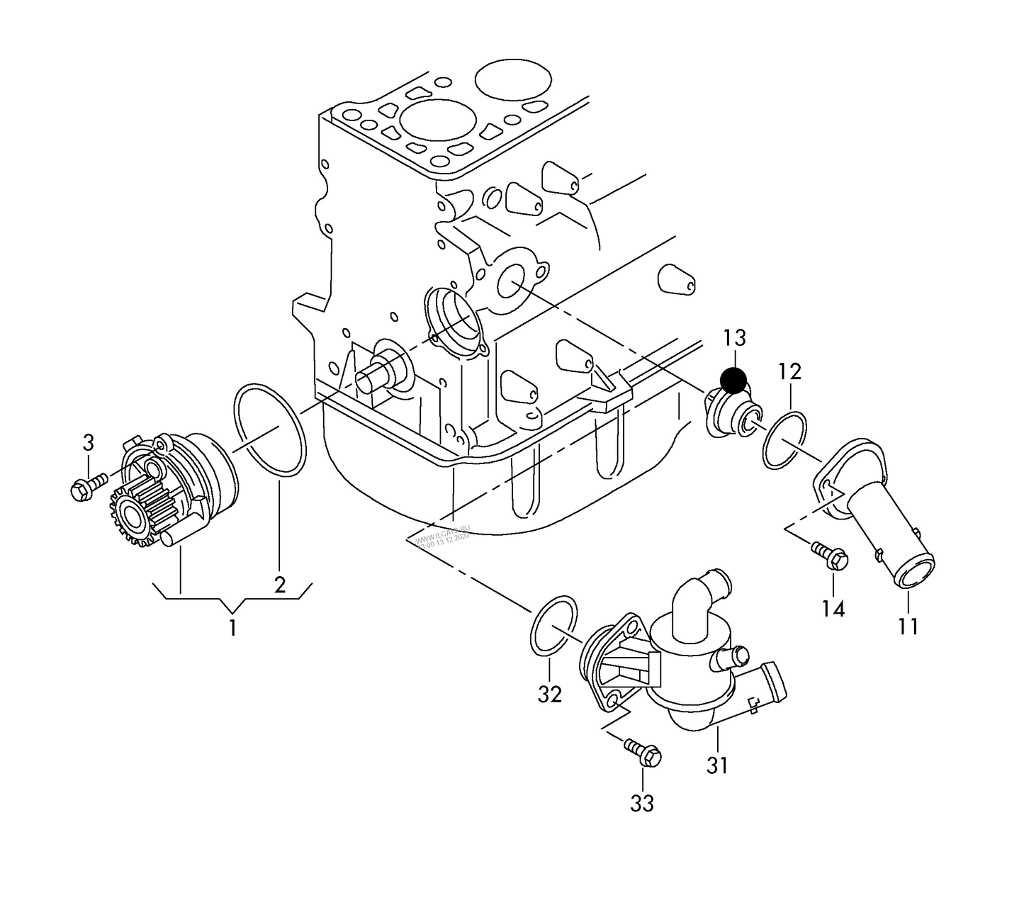 (13) 100957 Thermostat & Seal 87C-102C AEG,AHL,AQY,AWH, AVC,APK,APH, AWV,AYD,AWU, AVH,AZG