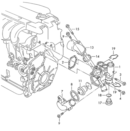 (11) 101583 OE Thermostat 80oC T4 2.4D AAB for 5 speed manual transmiss. for vehicle use in warm climates /2.8 VR6 & 2.4D/2.3 V5