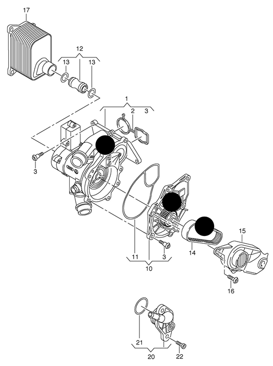 (ITEMS 1,10+14) 638752 Thermostat cooling housing & Pump & Belt kit 113oC 1.8/2.0FSI