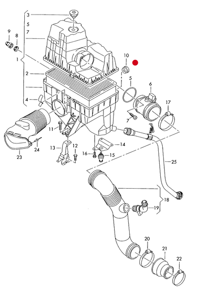 (item 10) 634538 Febi Ball Socket for air filter housing and bonnet