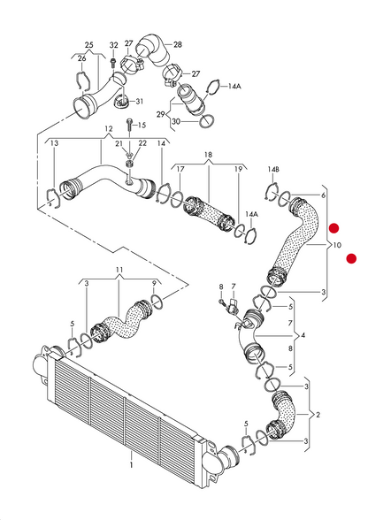 (10) 114460 Intercooler hose>EGR T5 AXD,AXE,BLJ L/H