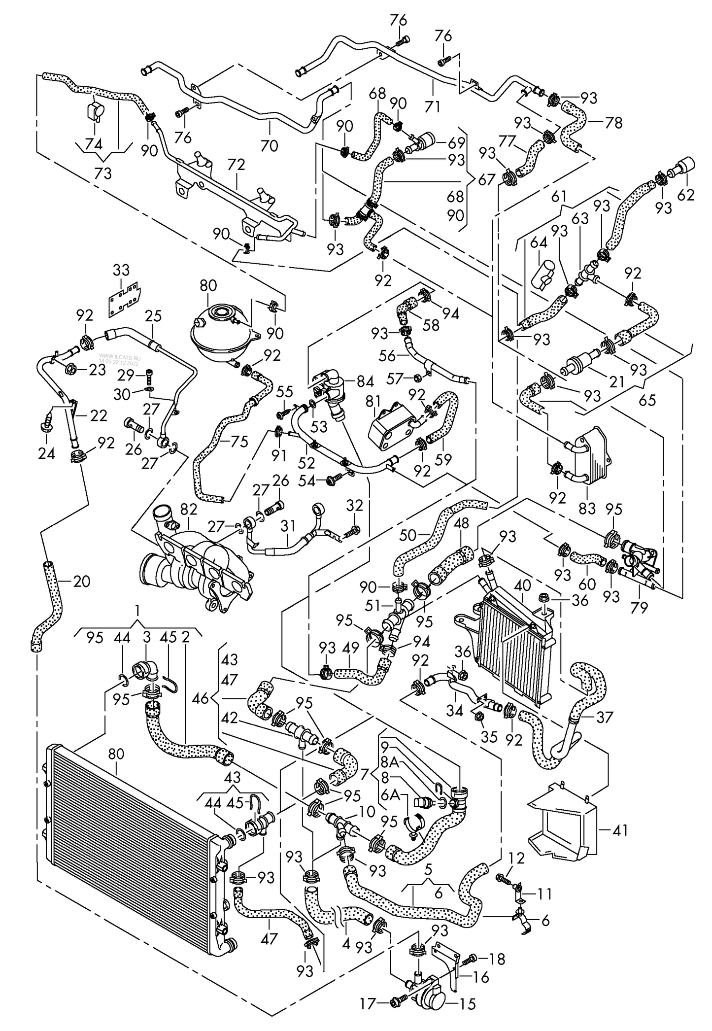 (15) 116732 Additional coolant pump coolant cooling system 4-cylinder+ petrol eng.+ CDLC,CDLF 2.0 ltr.