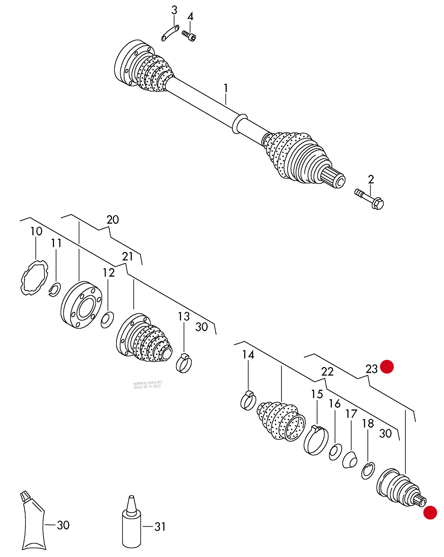 (23) 110806 METELLI Outer C/V Joint & boot kit