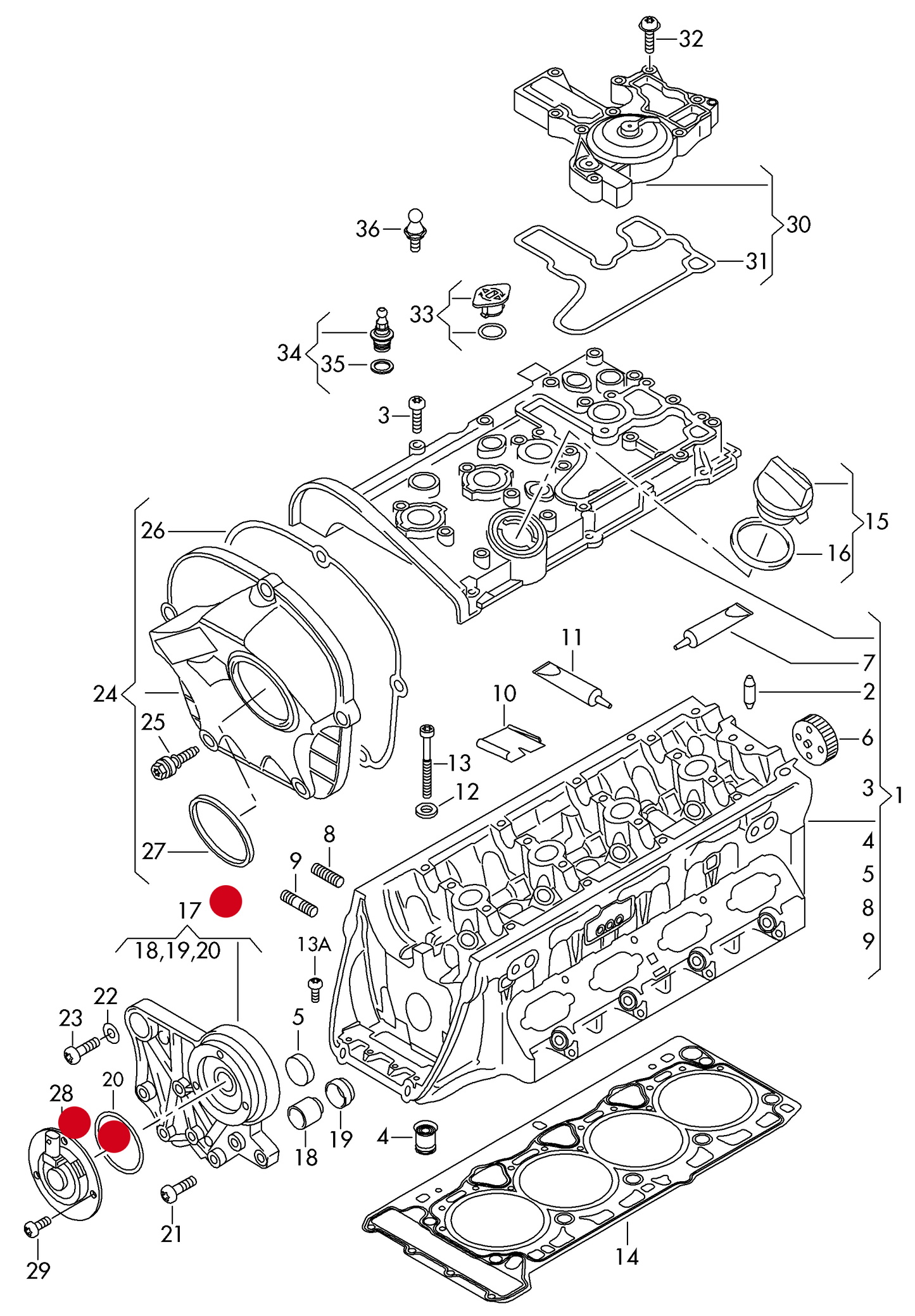 (17) 172004 FEBI Bracket for camshaft, with valves and gaskets