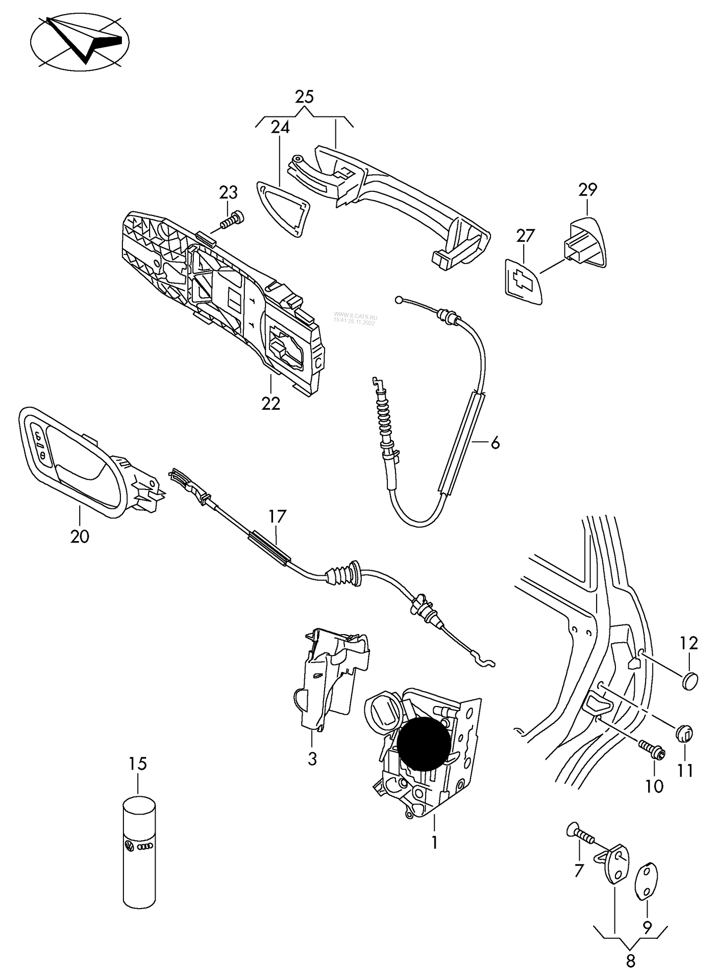 (ITEM 1) 623668 N/S/R Door lock inner 7pin 5K0 837 349 PR-4F2,4K3