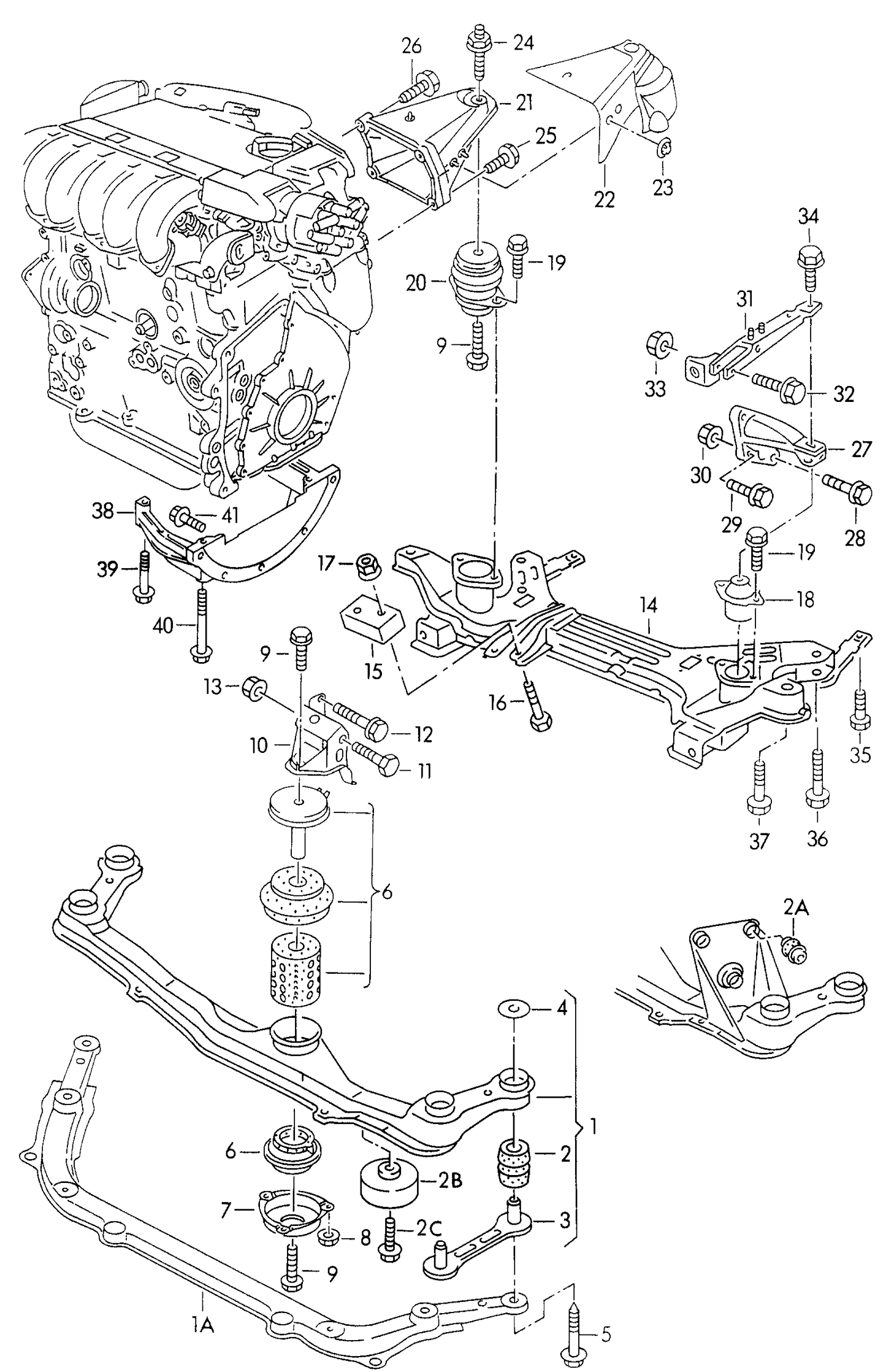 (6) 103019 FRONT ENGINE MOUNTING GOLF MK3 1.8 AAM/1.8 ABS