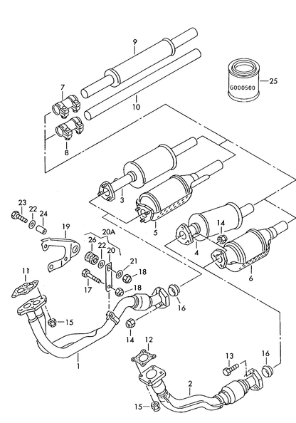 (9) 108039 H/D Front Exhaust Muffler Golf mk3 1.8 'Made in Germany'