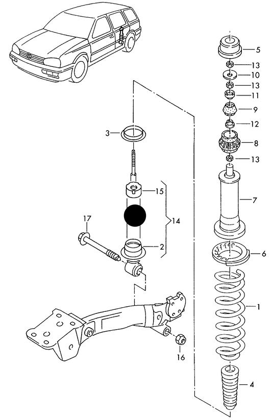 (ITEMS 14) 170791 PAIR GAS Rear Shockabsorbers Golf mk3 '1H9' Estate