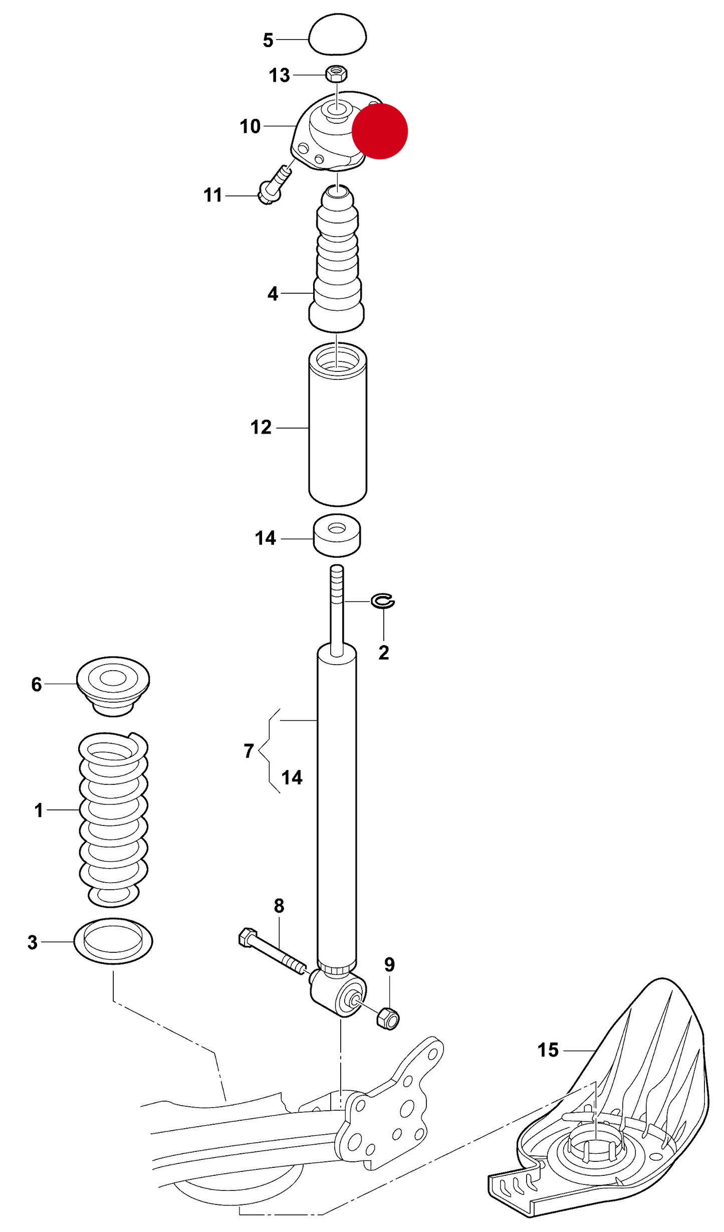 (10) 109878 Rear Suspension Top Strut Mounting 'SPORTS SUSP.' PR-1JC,1JH, UA9,UB1,UB2, UB3,UB6, estate+ PR-1JG ‘Not in stock, but available to order-Usually 1-2 days to us’