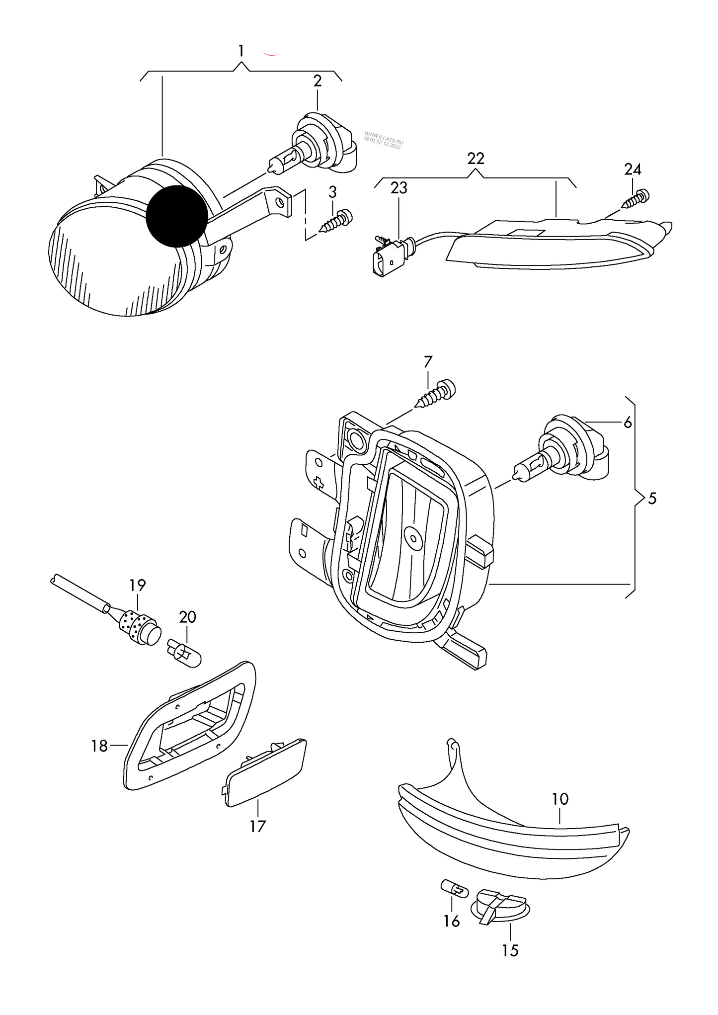 (1) TFL9056 HELLA N/S/F Fog Lamp 'not GTI' HB4