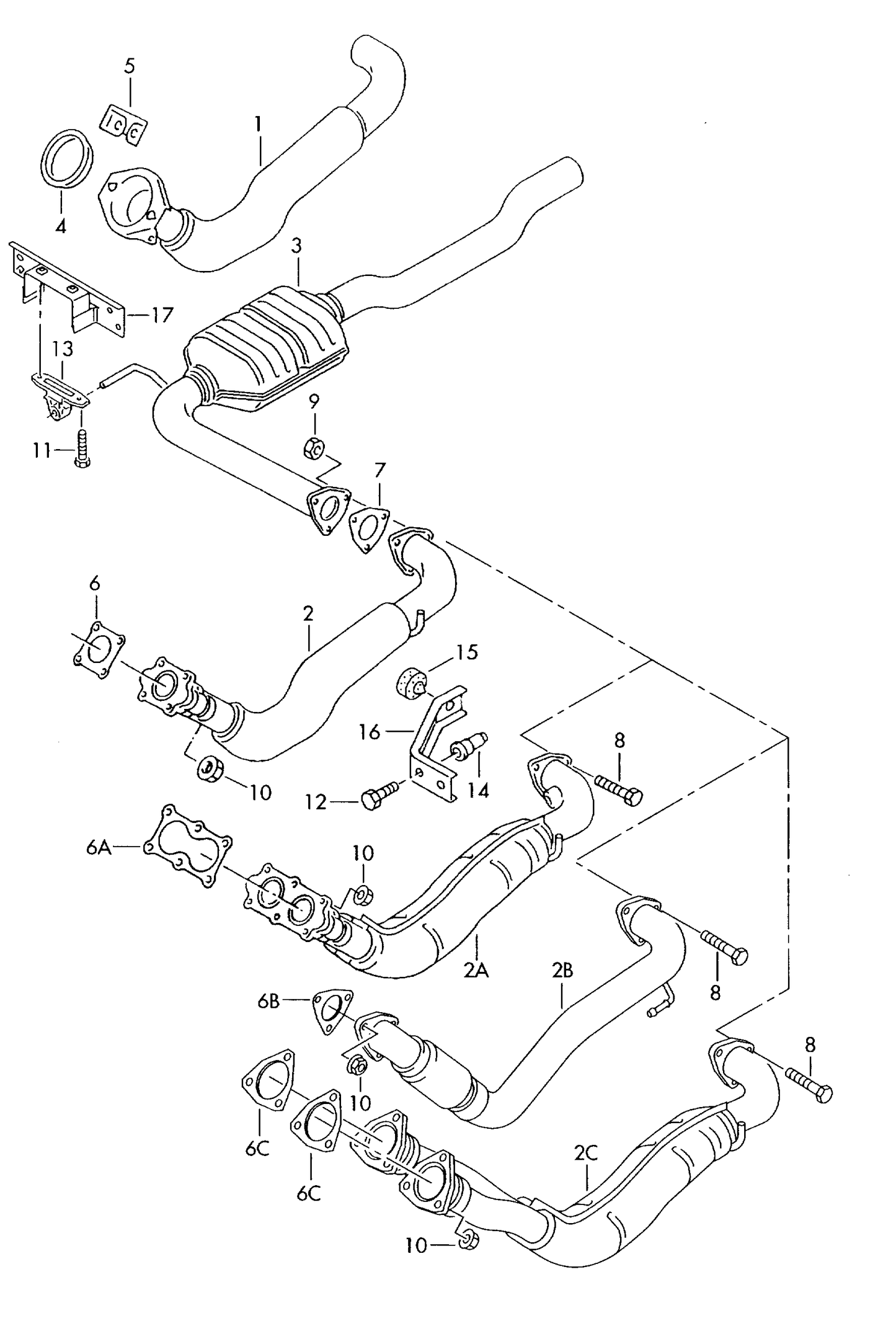 (7) 107201 HJS Exhaust pipe gasket T4 for models with emission control system 	AAC,AAF,ACU