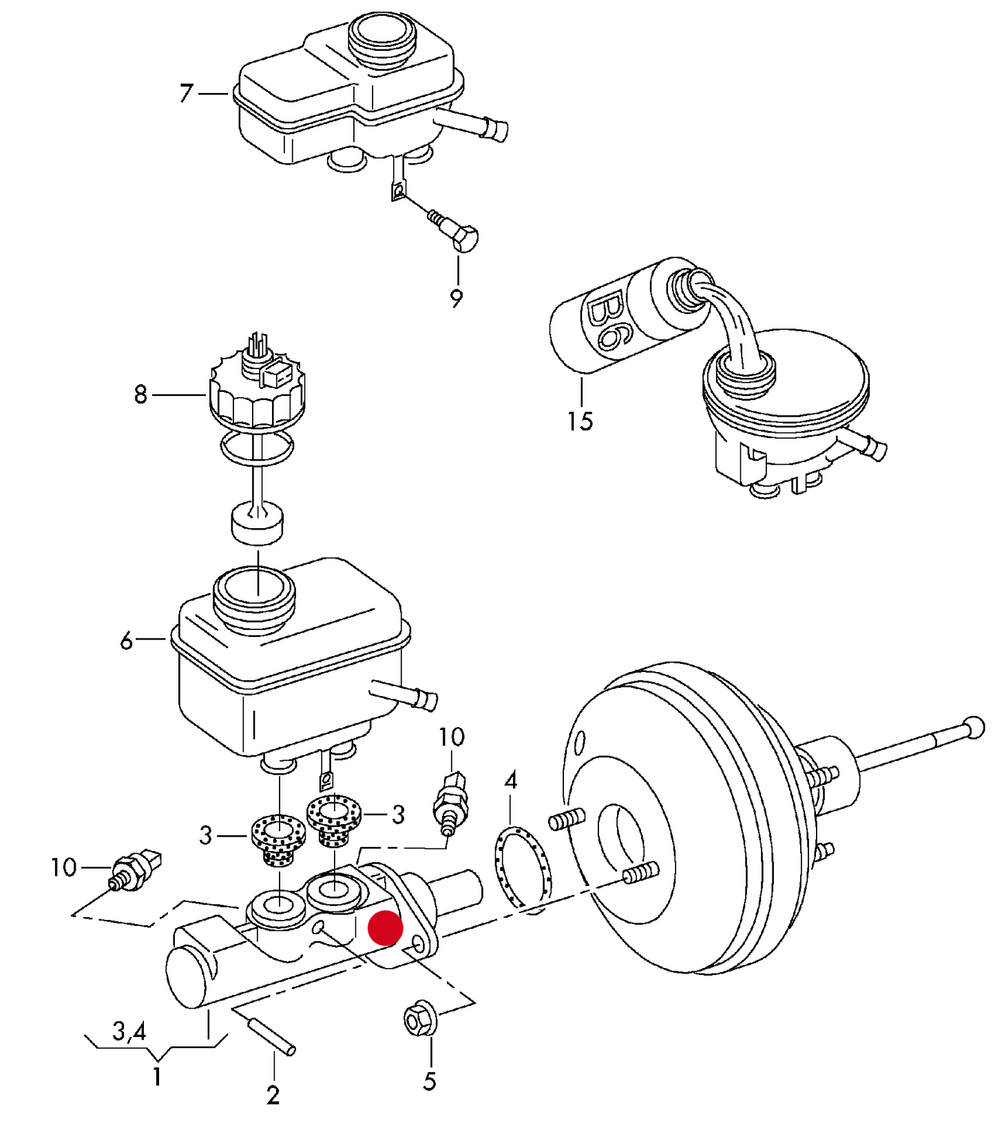 (1) 108656 Brake Master Cylinder 'Models Without ESP'