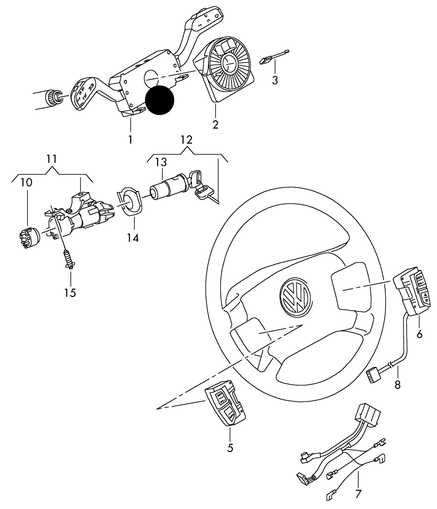 (ITEM 1) 638186 OE Original T5 steering col. combi switch for vehicles without multi function indicator