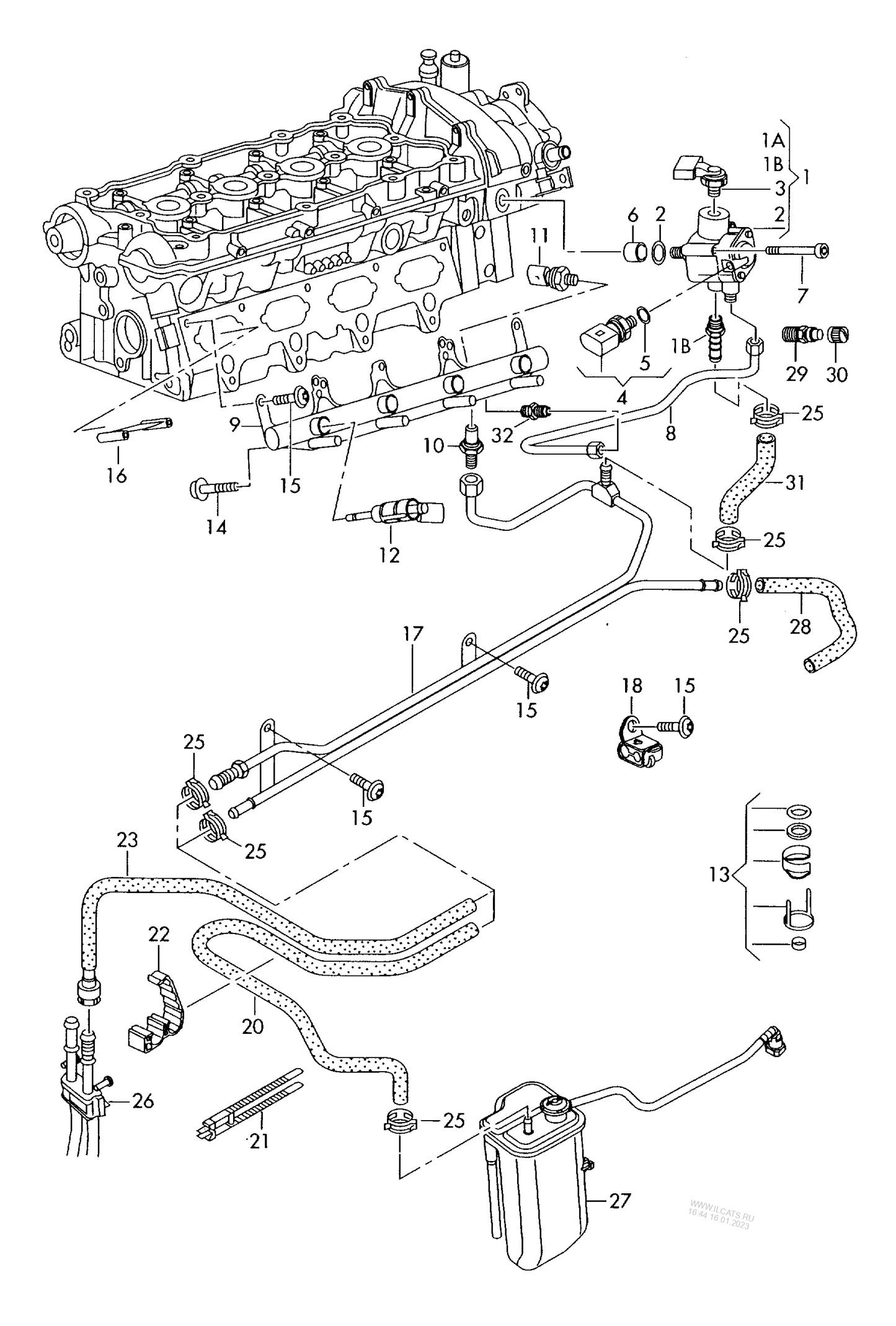 (4) 622519 METZGER Low Fuel Pressure Sensor 4-cylinder+ CDLC,CDLF 2.0 ltr.