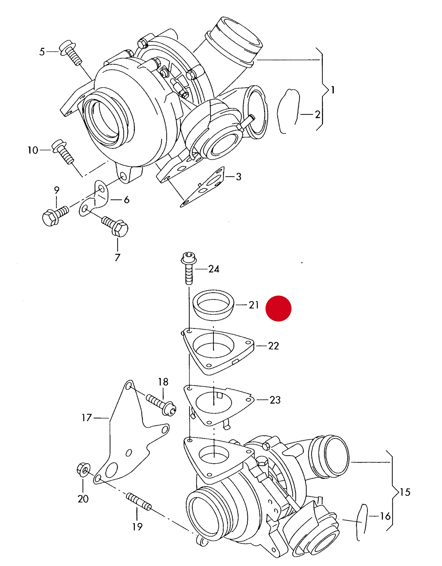 (21) 102445 ELRING Exhaust Turbocharger Gasket