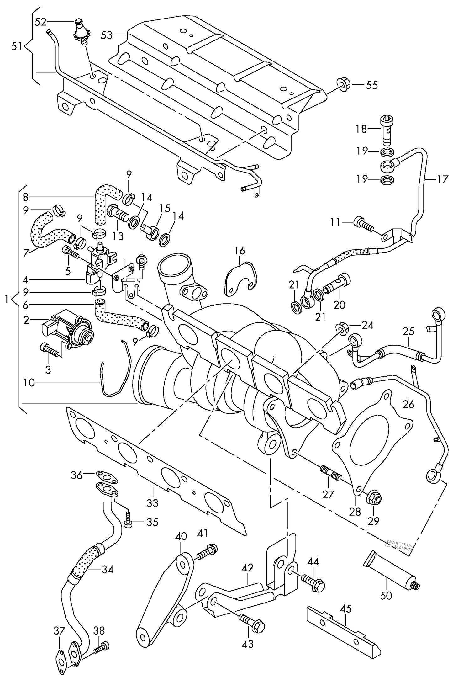 (1) 124638 BORGWARNER Original NEW Turbo & exhaust manifold petrol eng.+ CDLC,CDLF 2.0 ltr.