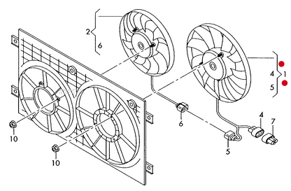 (1) 116982 MEYLE radiator fan for vehicle use in cold and moderate climates 400W 360MM TEMIC/BROSE PR-8Z4,8Z5, 8Z7
