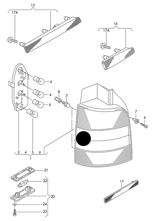 (ITEM 1) LL9035 Rear Lamp-Left T5 7H 03>09 only. Twin Doors Type